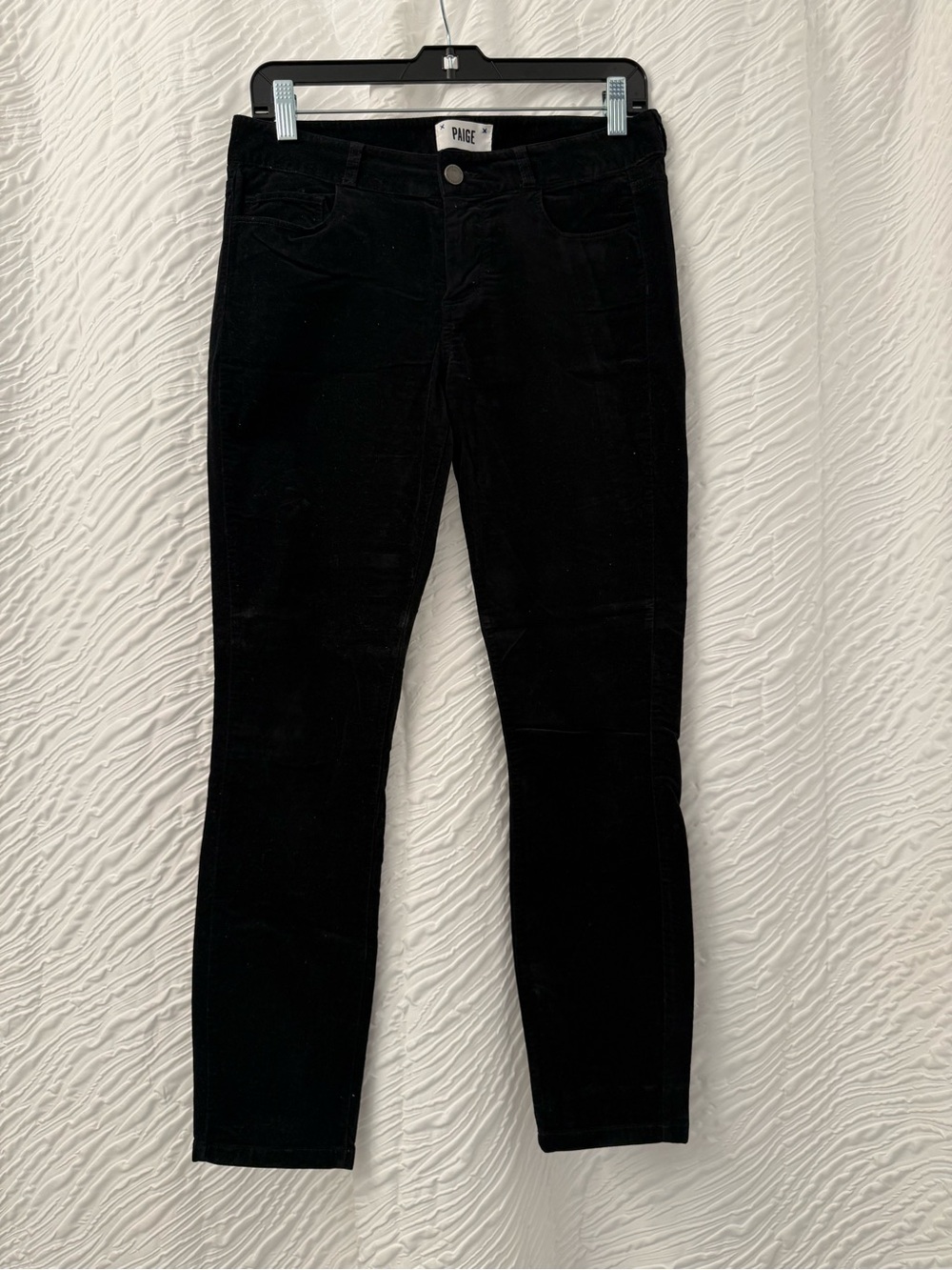 PAIGE Slim Black Velvet-Look Skinny Pants